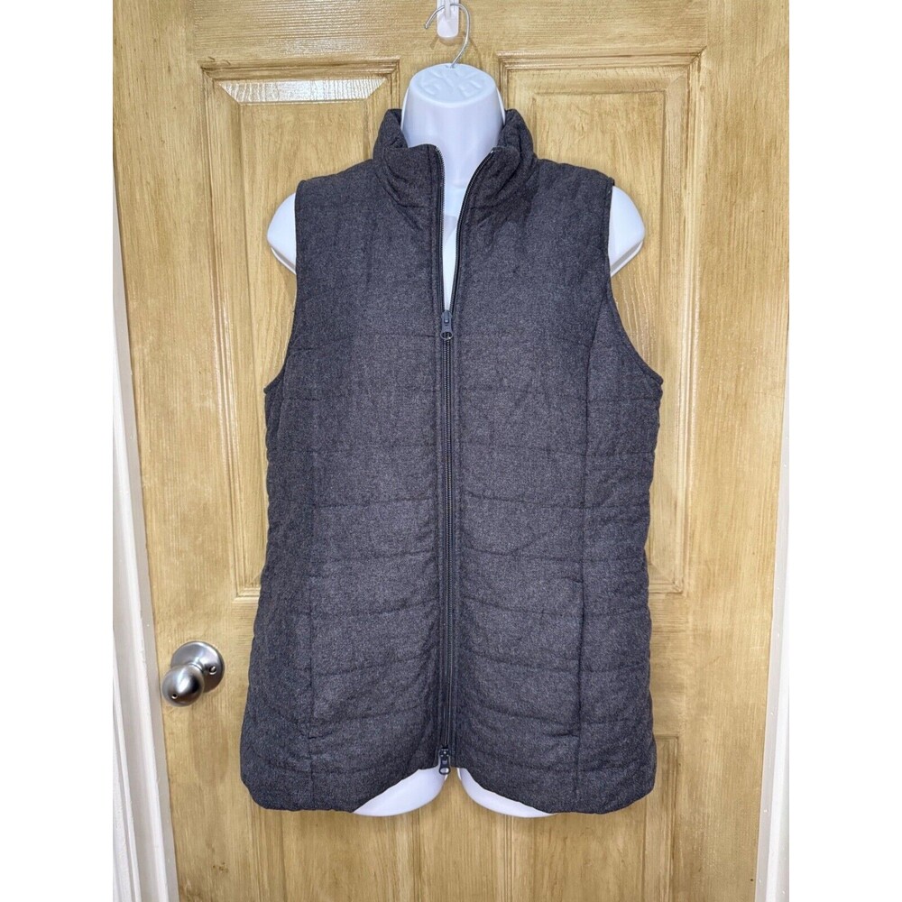 J Jill Vest Womens Small Gray Full Zip Sleeveless Quilted Puffer